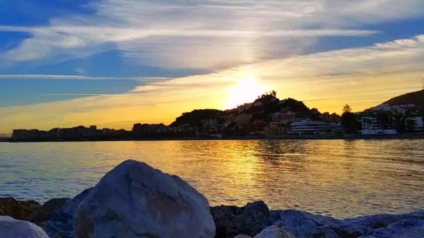 Coast at sunset Málaga Spain - 映像、動画