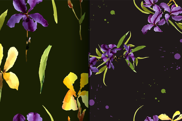 Background watercolor Iris flowers - Vector, Imagen