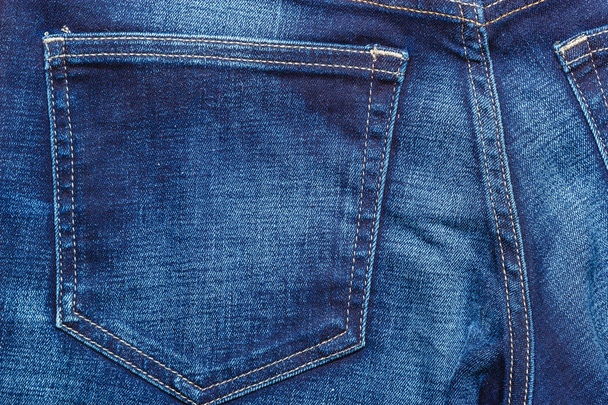 closeup detail of blue denim pocket - Zdjęcie, obraz