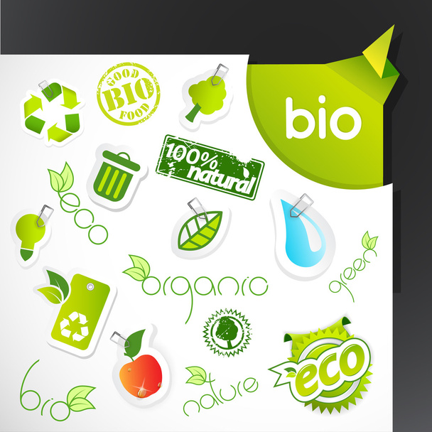 Set of green ecology icons. - Vektör, Görsel