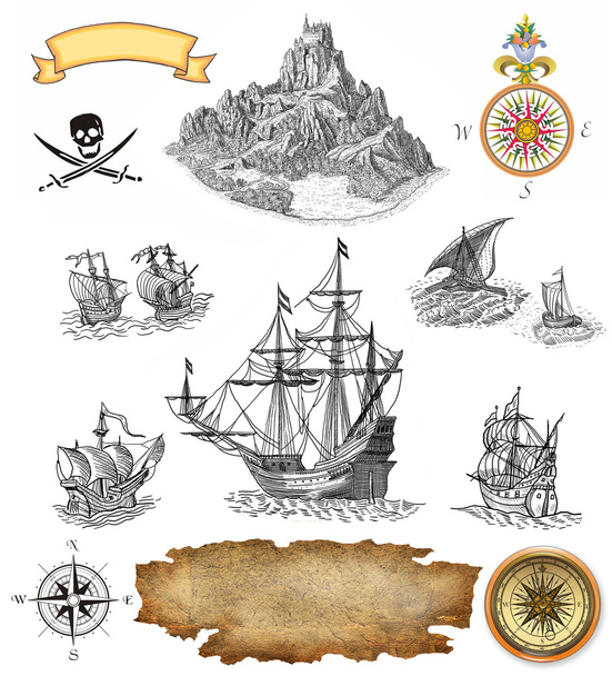 Old pirate map icon - Foto, immagini