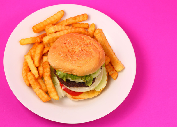 hamburger and french fries - Photo, Image