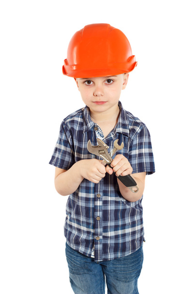 chłopiec w hełmie budowlane - Zdjęcie, obraz