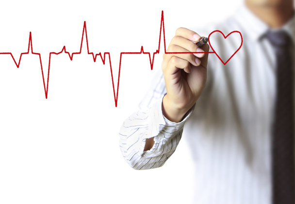 Man drawing chart heartbeat - Photo, Image