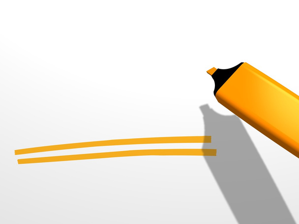 Апельсиновый маркер с двумя подчёркивающими штрихами на белой пустой области
 - Фото, изображение