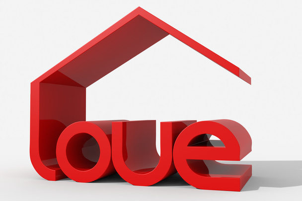 Logo 3D-Form mit Love Building - Foto, Bild