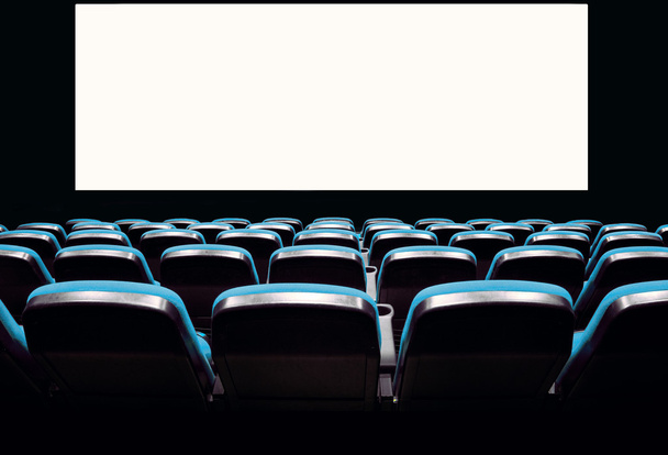 Asientos azules vacíos en un cine
 - Foto, imagen