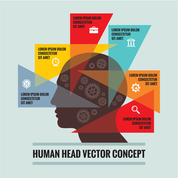 Human head - infographic concept - creative vector scheme. Geometric triangles structure. Design element. - Διάνυσμα, εικόνα