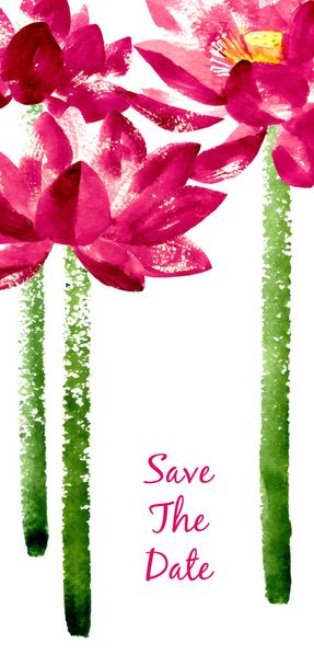 Vector background with red watercolor lotus - Vector, Image
