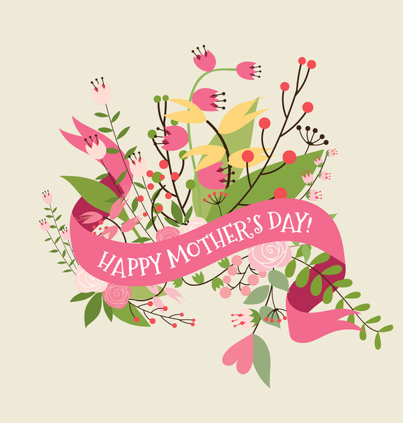 Happy Mother's Day with Floral bouquets background, vector illus - Vettoriali, immagini