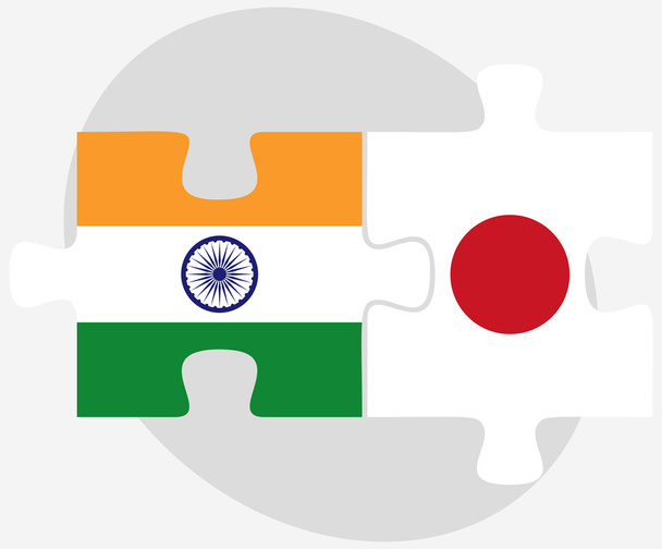 Индия и Япония Флаги в головоломке
 - Вектор,изображение