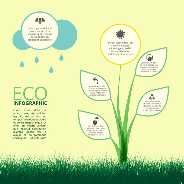 Infographic of ecology, concept design with plant - ベクター画像