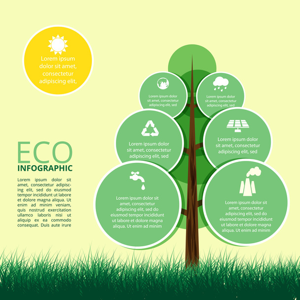 Infographic of ecology, concept design with tree. - Vector, Imagen