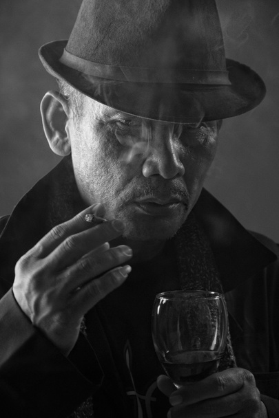 Old mafia boss portrayed in noir style - Photo, Image