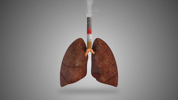 Uszkodzone ludzkie płuca papierosem - Zdjęcie, obraz