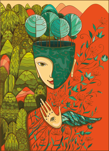 Illustration vectorielle en couleur de la déesse de Mère Nature
 - Vecteur, image