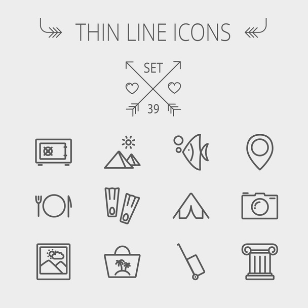 Travel thin line icon set - Vetor, Imagem