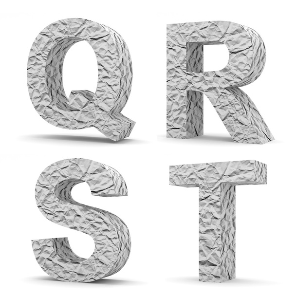Set of 3d Crumpled Paper Letters (Letter Q, R, S, T) - Фото, зображення