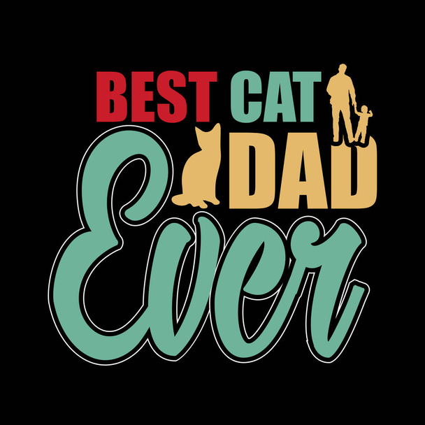 Melhor pai gato sempre - Dia dos Pais Retro Cat Pai ilustrações de design de t-shirt. - Vetor, Imagem