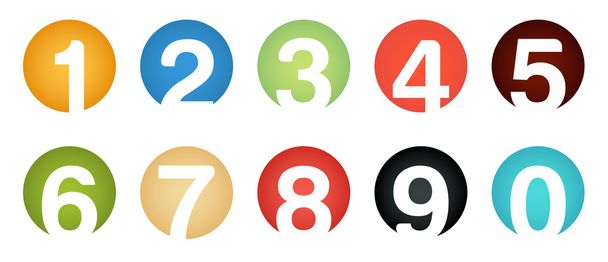 Conjunto de iconos de número aislado inusual
 - Vector, Imagen