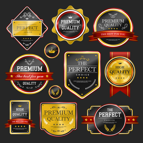 premium quality sparkling golden labels collection - Вектор,изображение