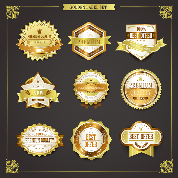 elegant premium quality golden labels collection  - Wektor, obraz