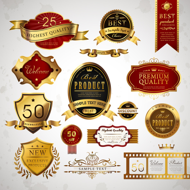 gorgeous premium quality golden labels collection - Vetor, Imagem