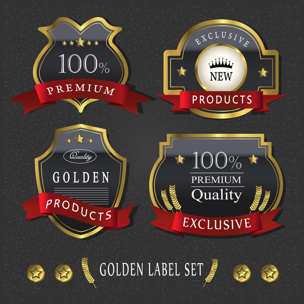 gorgeous premium quality golden labels collection - Vektor, Bild