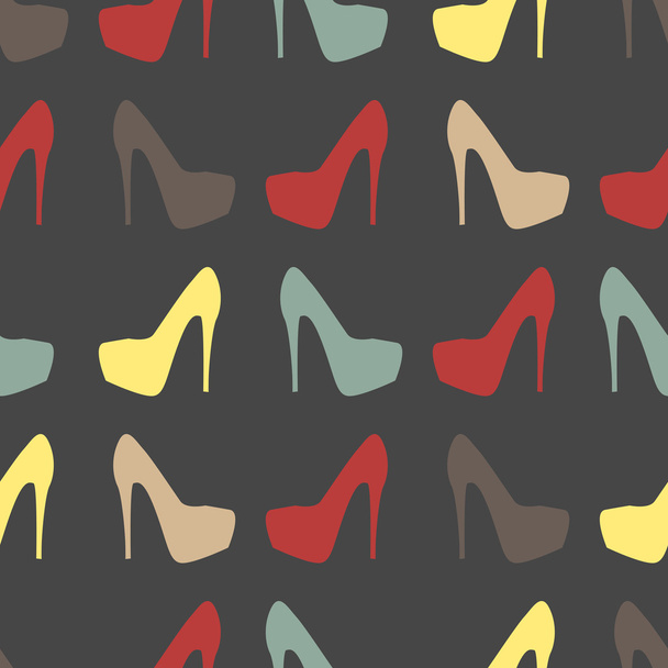 Seamless colorful background made of  heeled shoes - Wektor, obraz