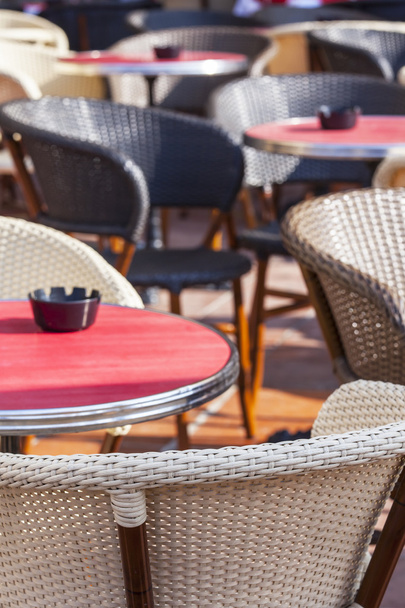 Nice, France, on March 7, 2015. Little tables of summer cafe in the old city - Fotó, kép