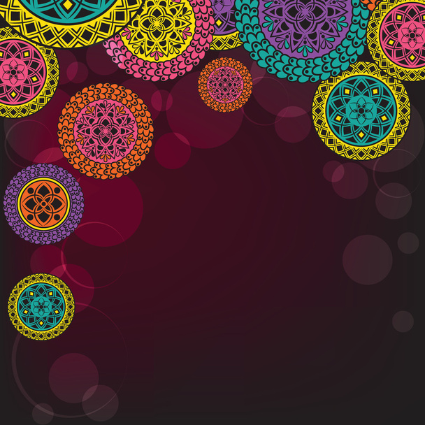 Dark background with mandalas and patterns - Vector, Image