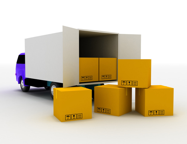 грузовик с коробками
 - Фото, изображение