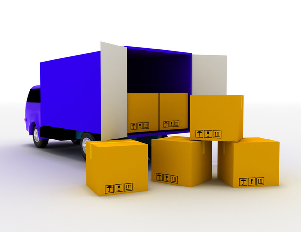 φορτηγό με τα κουτιά - Φωτογραφία, εικόνα