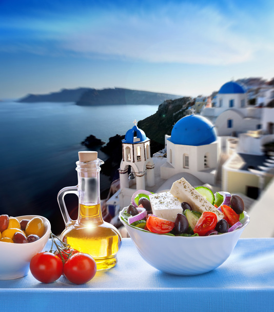 görög saláta-templom, oia településen, santorini-sziget, Görögország - Fotó, kép