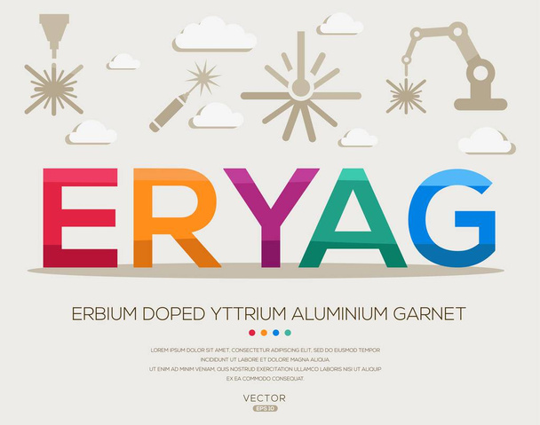 ErYAG _ Erbium domieszka itru granat aluminiowy, litery i ikony, i ilustracja wektor. - Wektor, obraz