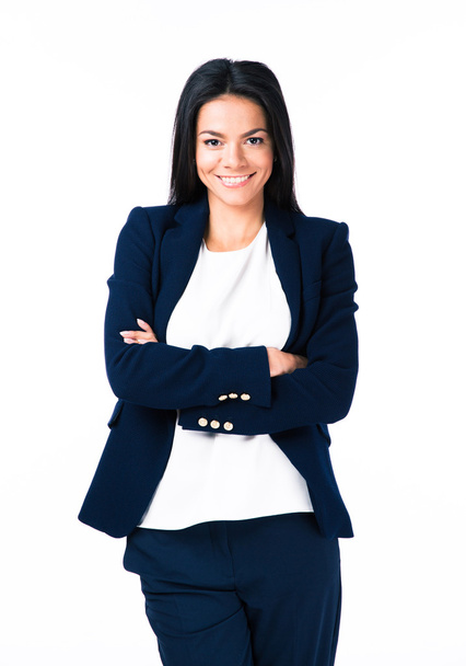 Cheerful businesswoman with arms folded - Foto, Bild