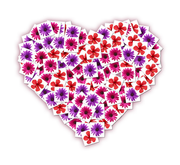 Collage of flowers in the shape of heart - Photo, Image