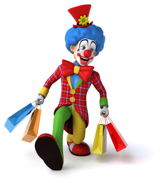Fun clown with shopping bags - Foto, Bild