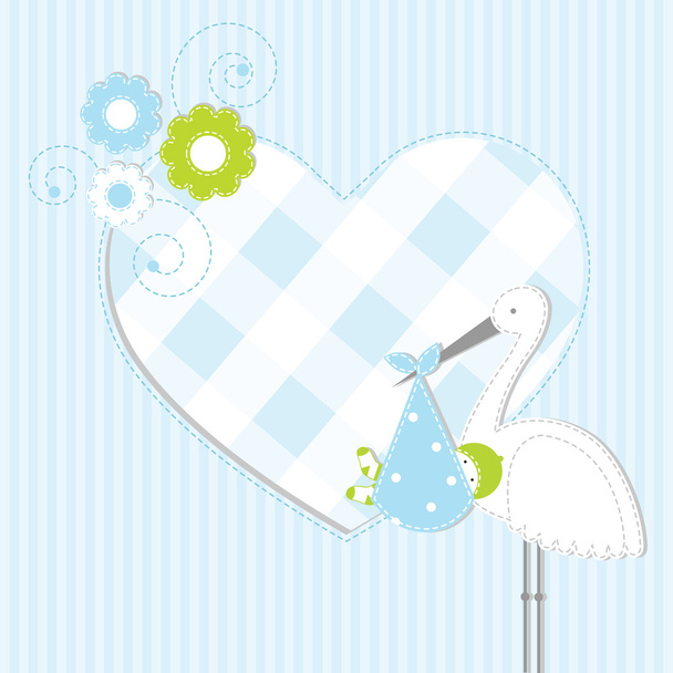 Baby boy arrival announcement card - Vector, Image