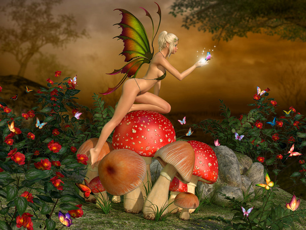 Elfe belle femme dans la forêt de conte de fées
 - Photo, image
