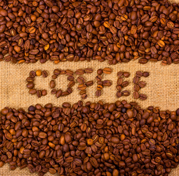The word coffee on burlap - Foto, immagini