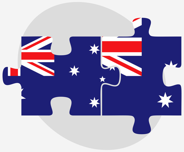Wielka Brytania i Australia flagi w puzzle  - Wektor, obraz