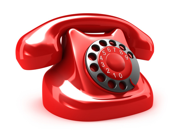 Red retro telephone, front view. Isolated. My own design - Foto, Imagem