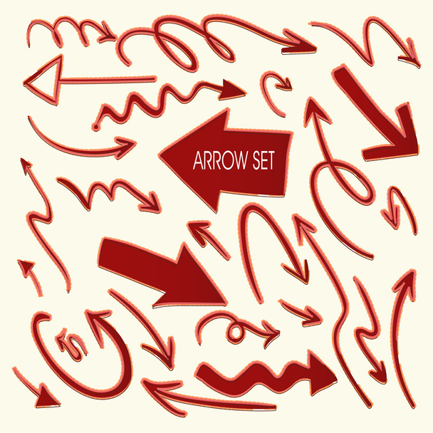 lovely red arrow set  - Vector, Image