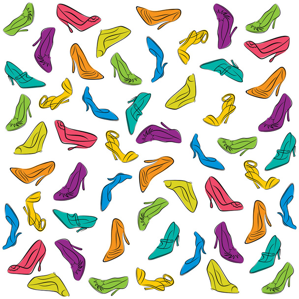 Colorful women footwear pattern - Vektör, Görsel