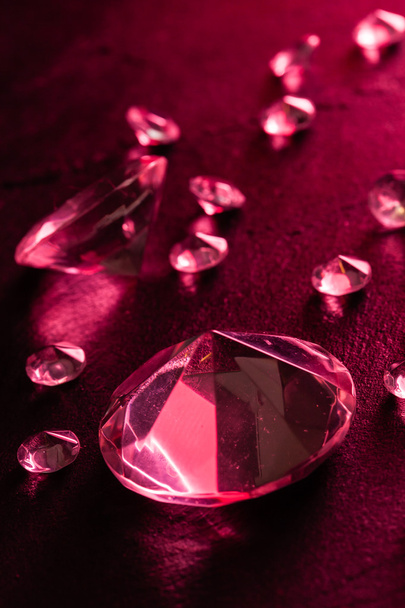 Different diamonds with red light - Foto, Imagem