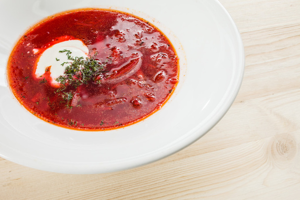 Beetroot soup with sour cream - 写真・画像