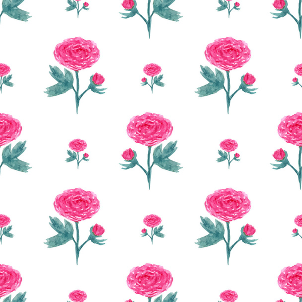 Seamless pattern with watercolor peony. Vector illustration with pink flowers. Floral background for web page, wedding invitations, save the date card. - ベクター画像