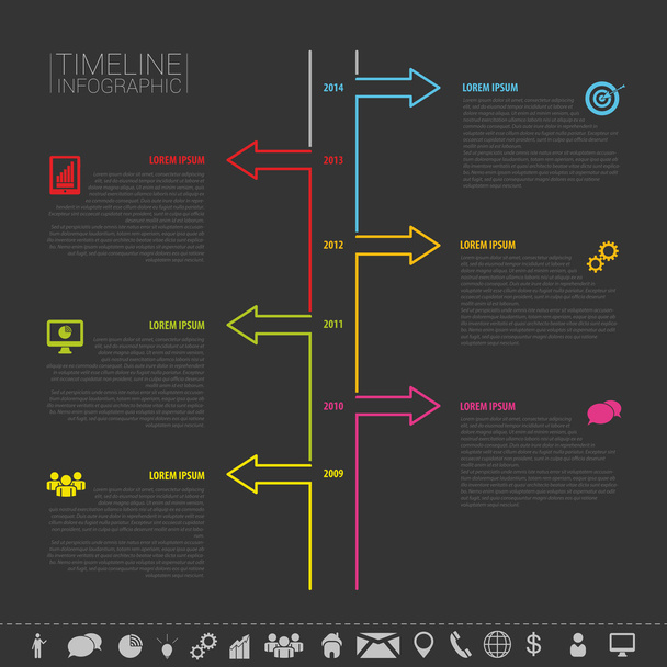 Timeline Infographic. Vector design template with icons - Вектор,изображение