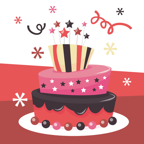 ρετρό γενέθλια τούρτα - Διάνυσμα, εικόνα